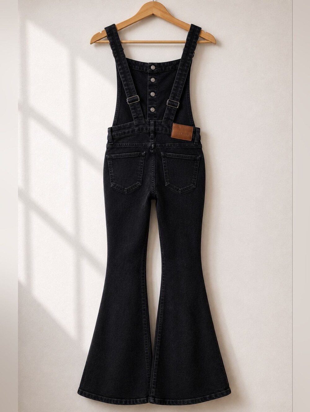 Judy Blue~Women Zoey Tummy Control Flare Denim Overalls~Black Bibs~Western~MED - Picture 3 of 11
